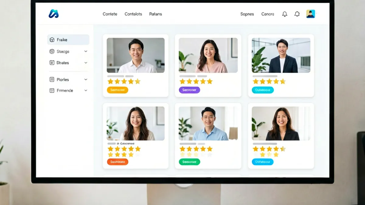 一同看gv内容导览页面示意，展示多个GV厂牌的评分卡片与筛选标签