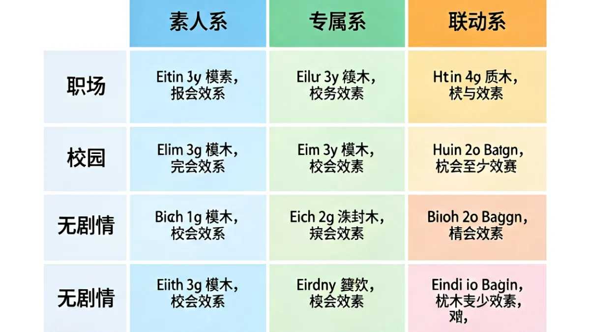 一同看gv标签分类体系示意图，展示素人系、专属系与剧情类型的交叉分类矩阵
